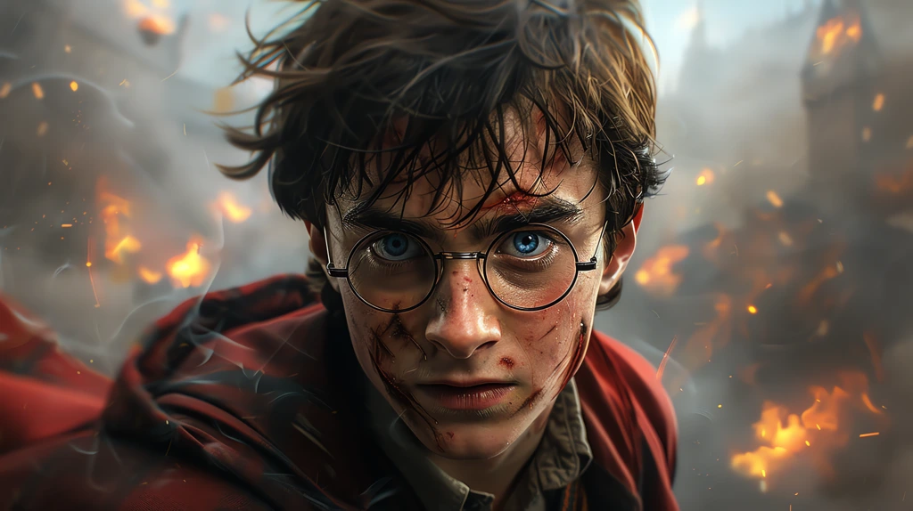 harry potter riding a broomstick face desktop wallpaper 4k