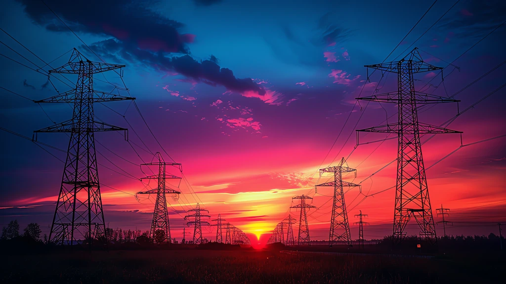 heavily charged powerlines in the middle of nowhere desktop wallpaper 4k