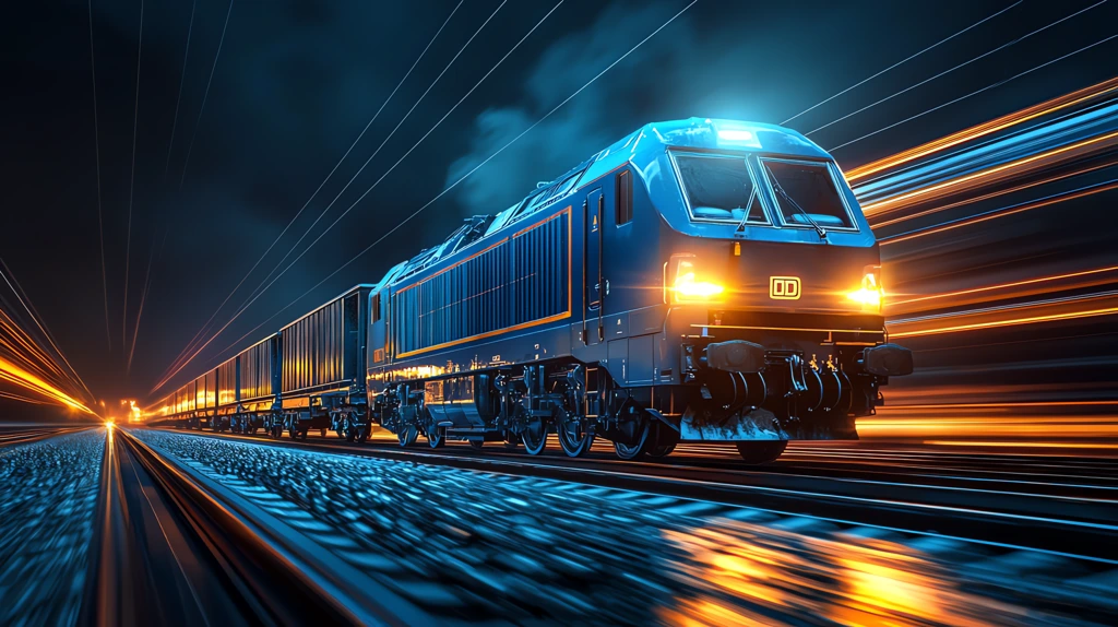 high speed blue cargo train front view cool illumination desktop wallpaper 4k