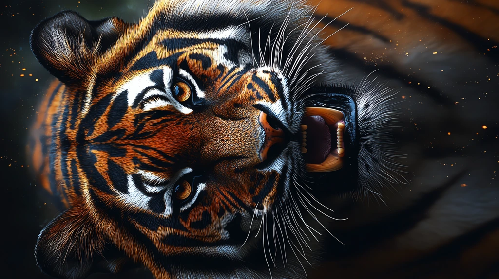 highly realistic digital art portrait of a tiger with natural phone wallpaper 4k