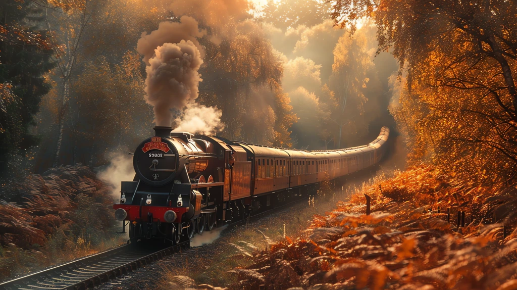 hogwarts express in autumn desktop wallpaper 4k