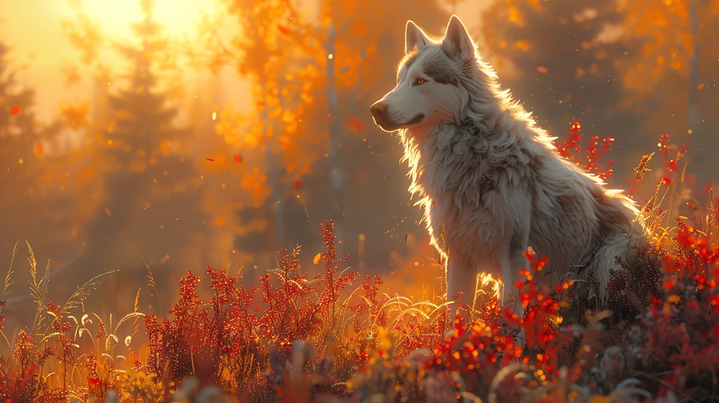 husky bright midday sunshine backdrop with trees and a meadow desktop wallpaper 4k
