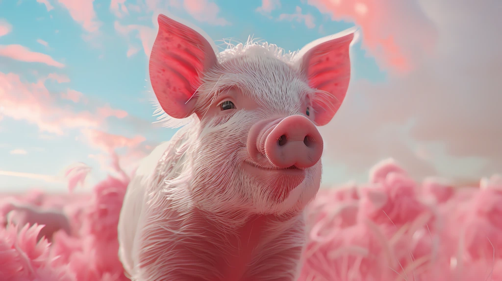 hybrid of pink pig and albino cute russian model realistic pig ears desktop wallpaper 4k
