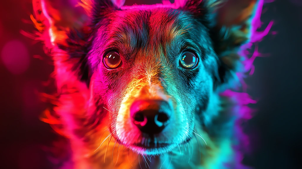 hyper spectral psytrance dog desktop wallpaper 4k