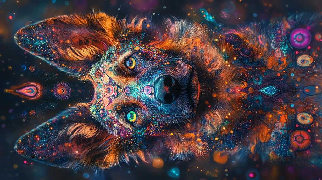 hyperspatial hyper spectral psytrance dog phone wallpaper 4k