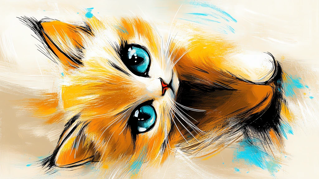 illustration of a bright orange cat with large phone wallpaper 4k