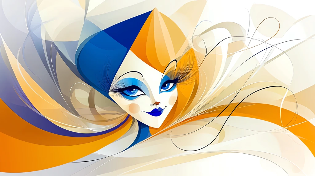 illustration of a lady clown with exaggerated features desktop wallpaper 4k