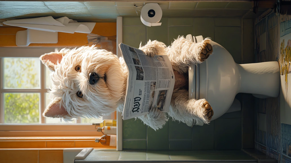 illustration of a old english sheepdog on a small toilet phone wallpaper 4k