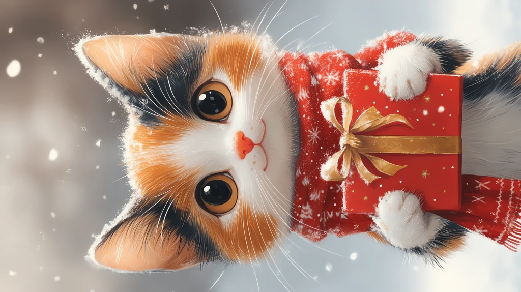 illustration of calico cat phone wallpaper 4k