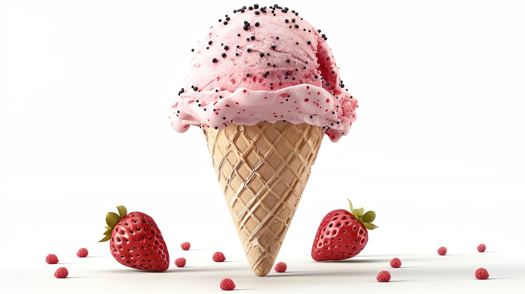 image of a strawberry icecream cone photorealistic desktop wallpaper 4k