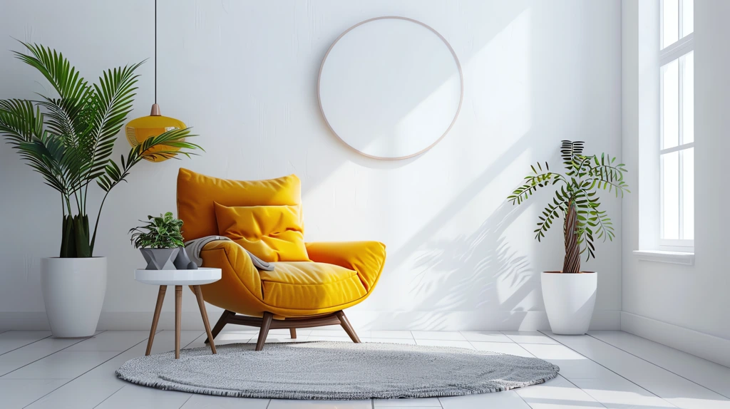 interior design in living room white wall minimalistic furnitures desktop wallpaper 4k