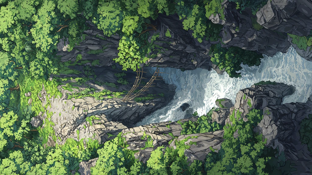 isometric d&d battle map the jungle trees end abruptly at the edge phone wallpaper 4k