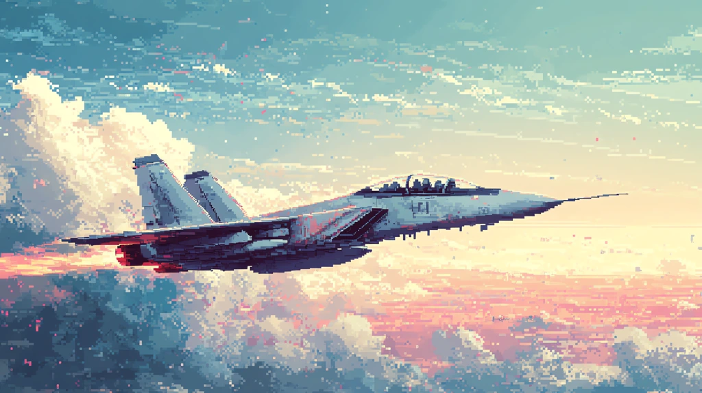 jet fighter in the style of detailed illustration a pixelated game screen desktop wallpaper 4k