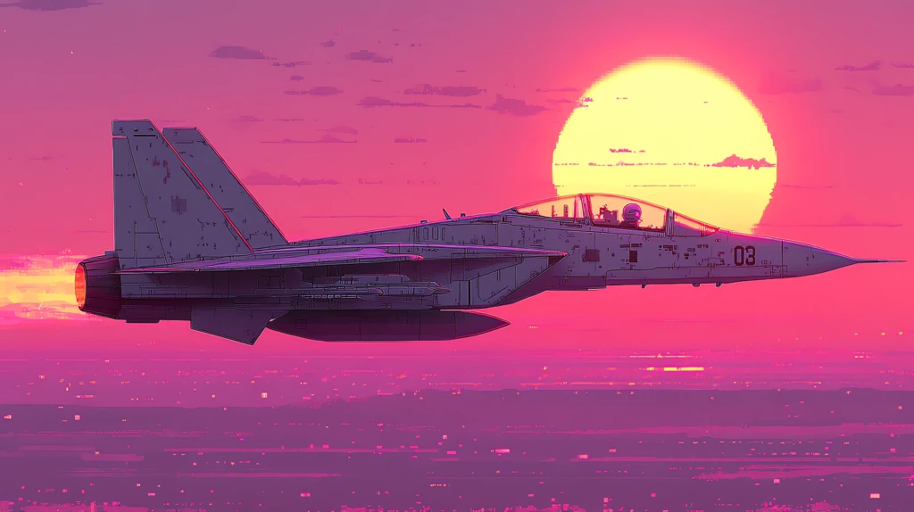 jet fighter in the style of detailed illustration in pastel colors a pixelated game screen desktop wallpaper 4k