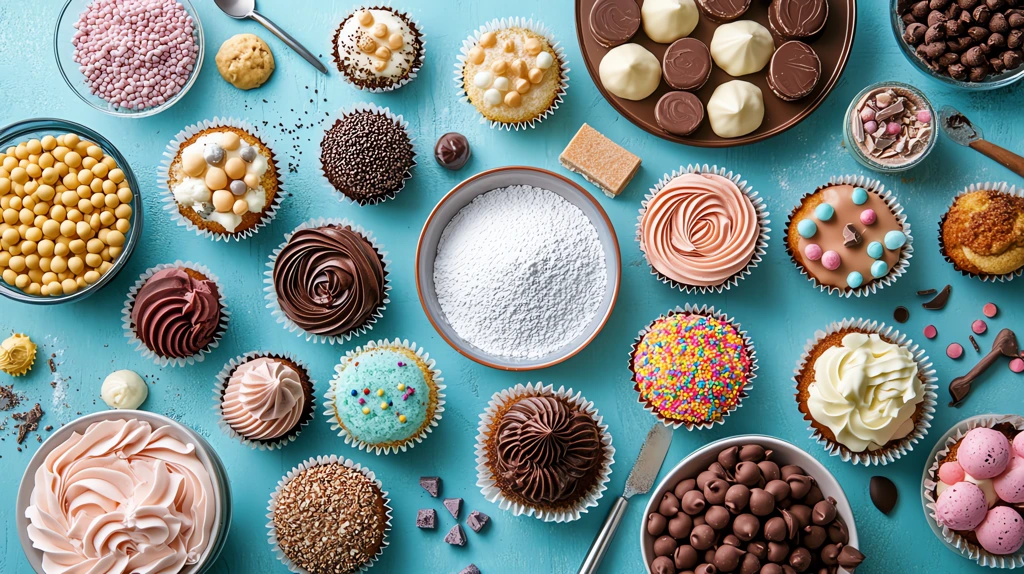 kitchen table filled with confectionery ingredients such as vanilla desktop wallpaper 4k