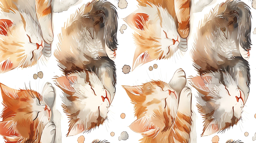 kittens sleeping pattern soft watercolor style of a seamless repeating phone wallpaper 4k