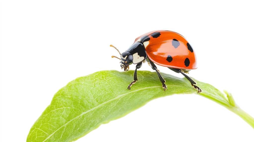 ladybug perched on a small leaf desktop wallpaper 4k