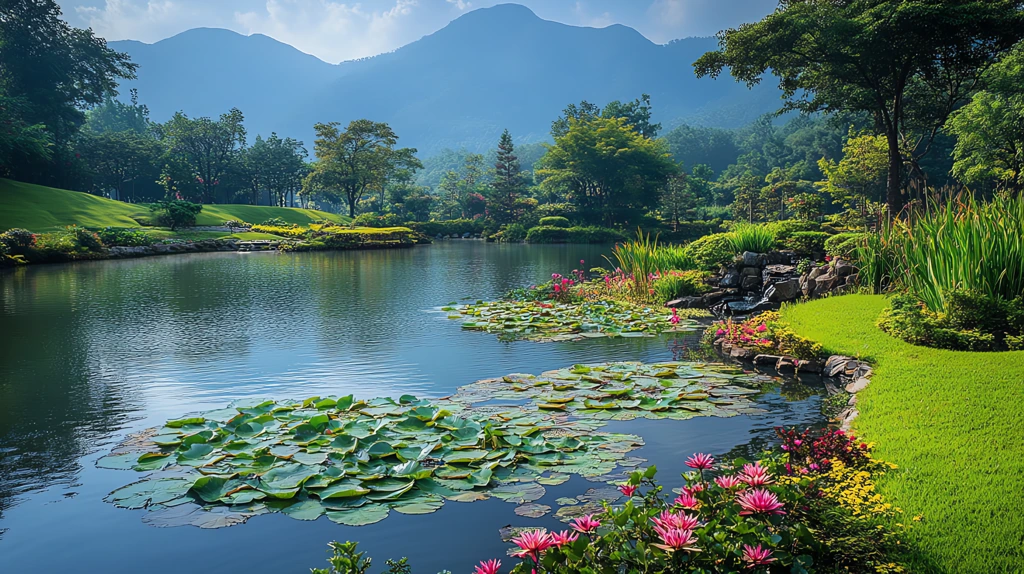 lakes with gardens and grass version three desktop wallpaper 4k