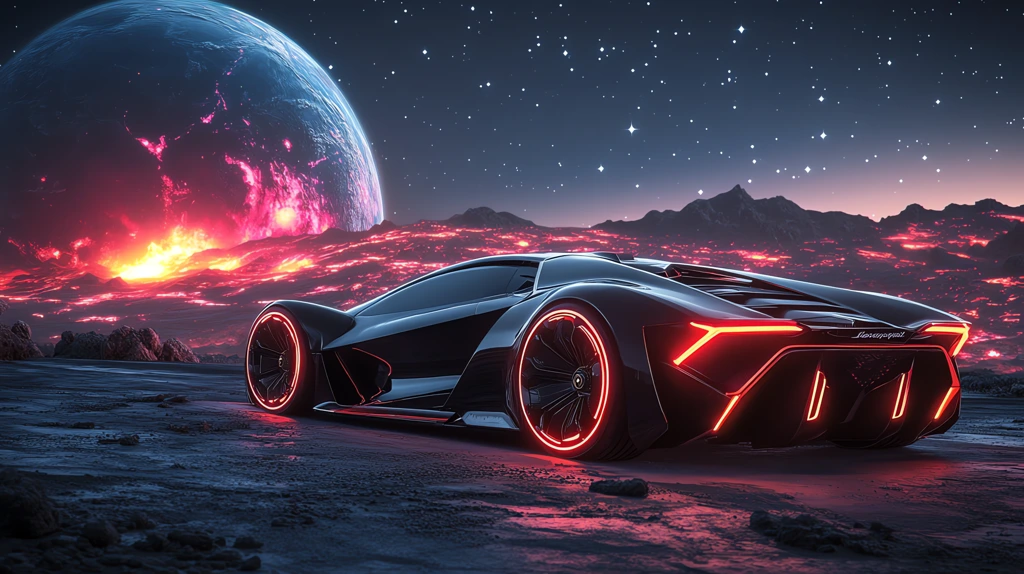 lamborghini vision gran turismo in space with the planet desktop wallpaper 4k