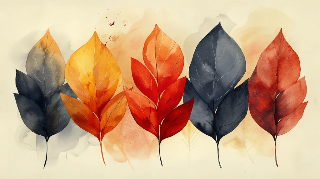 leaves in brush strokes desktop wallpaper 4k