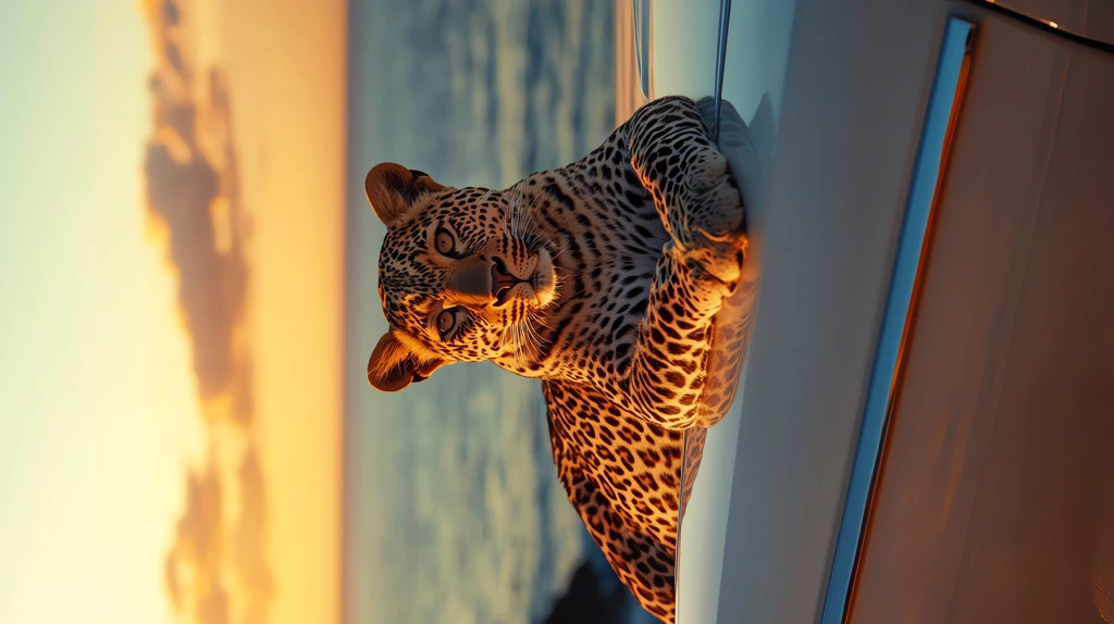 leopard lies on the hood of an old white cadillac phone wallpaper 4k