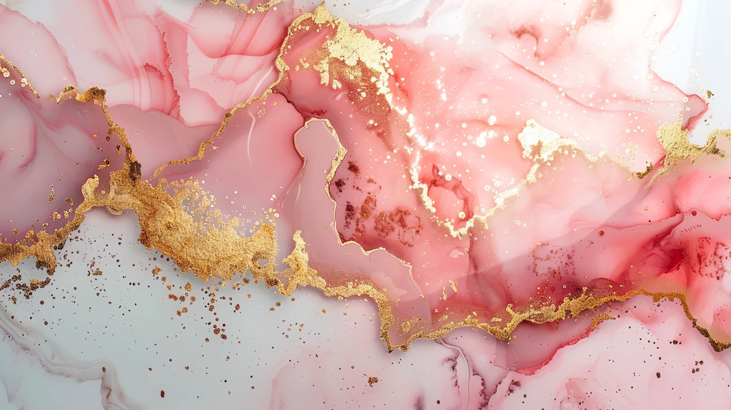 light pink color alcohol ink with gold highlight texture desktop wallpaper 4k