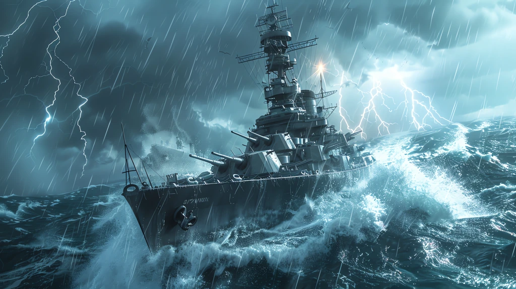 lightning warship warship ocean desktop wallpaper 4k