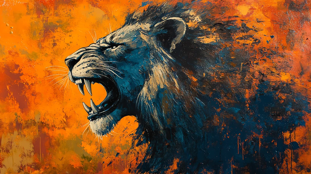 lion alpha male oil acrylic ink desktop wallpaper 4k