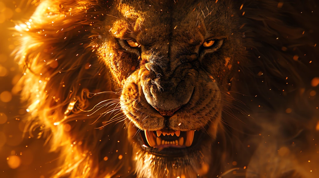 lion face style hard dynamic light desktop wallpaper 4k