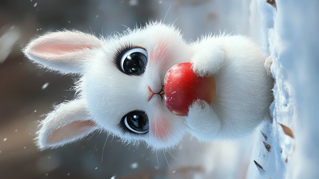 little white rabbit with big eyes black beauty lenses phone wallpaper 4k