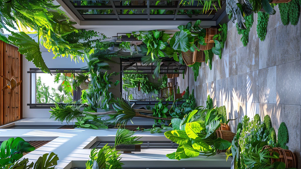 lush green plants and white walls phone wallpaper 4k