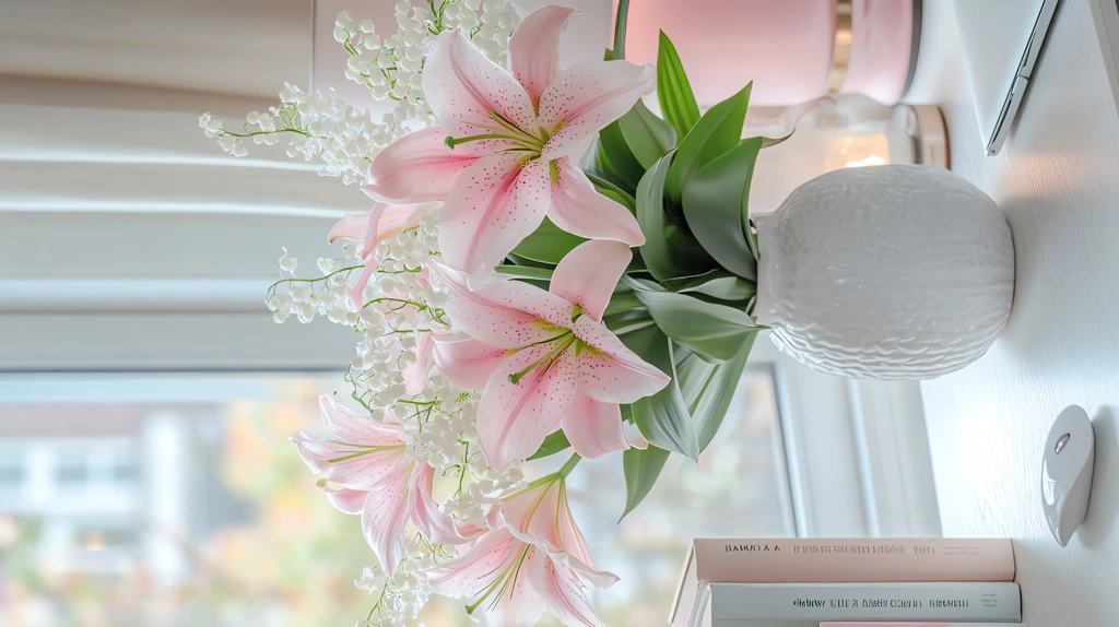 lush lily flowers adorn the desk phone wallpaper 4k