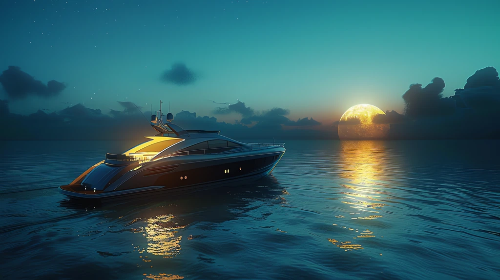 luxurious boat goes through calm sea waters in the night late summe desktop wallpaper 4k