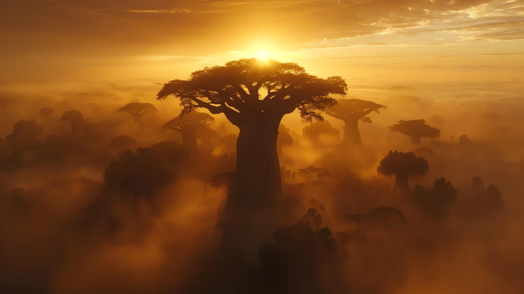 madagascar giants baobab trees in the early morning desktop wallpaper 4k