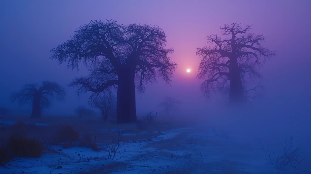 madagascar giants the baobab trees in the early morning fog and sand desktop wallpaper 4k