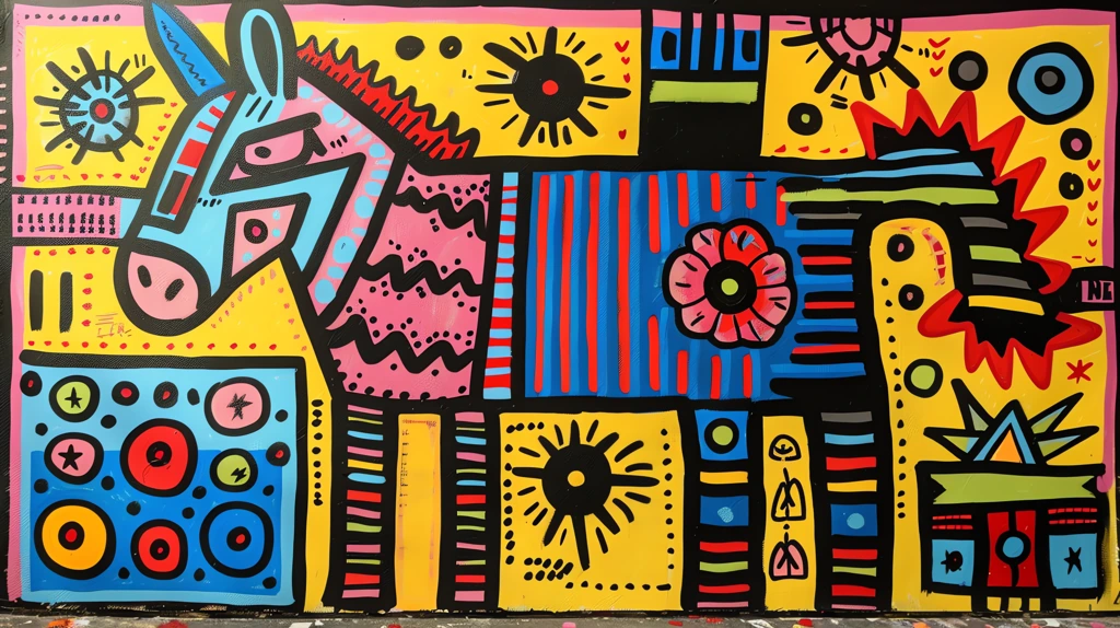 magic marker drawing of a donkey in the style of keith haring desktop wallpaper 4k