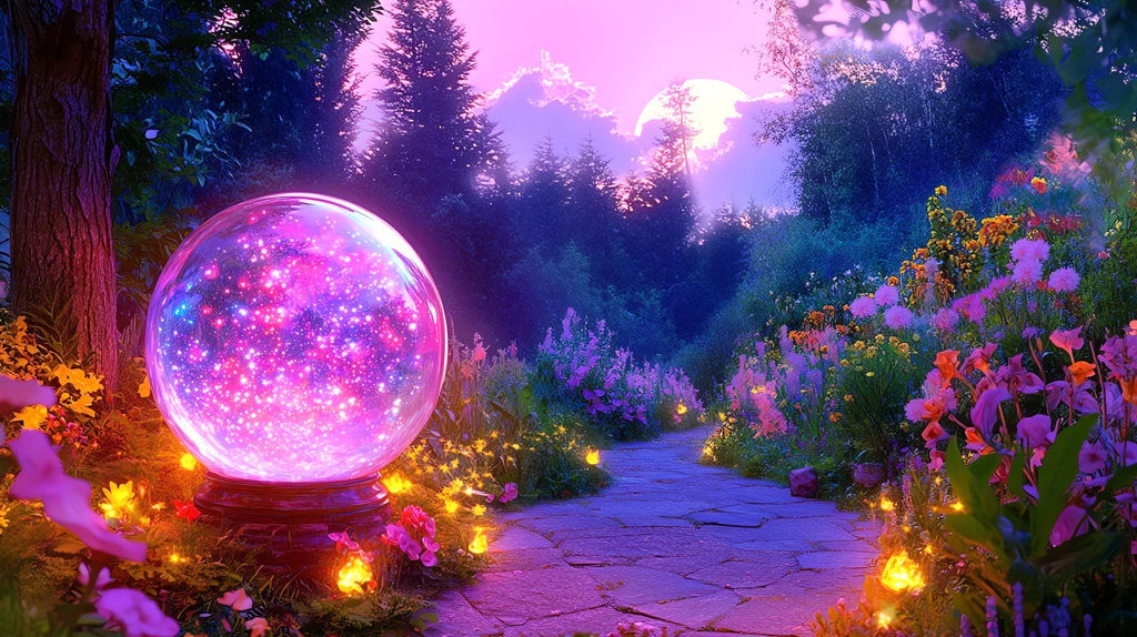 magical colorful crystal ball in the style of edward gorey and pamela colman smith desktop wallpaper 4k