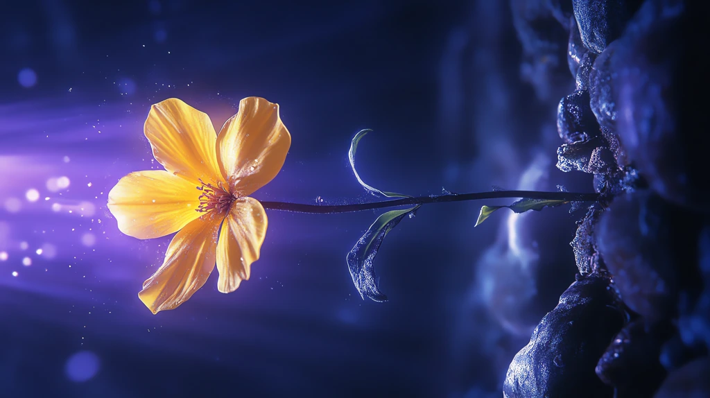 magical yellow flower growing at the bottom phone wallpaper 4k