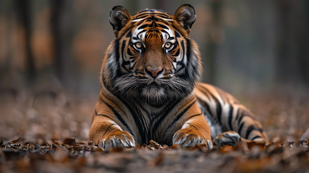 majestic tiger sitting on the ground desktop wallpaper 4k