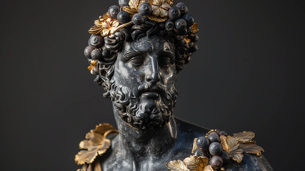 marble statue of bacchus with some details in gold desktop wallpaper 4k