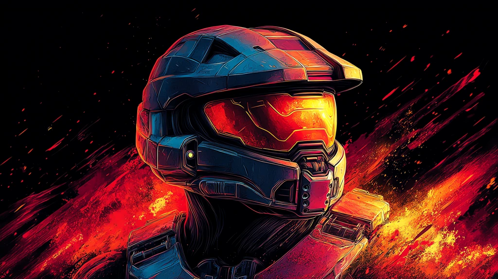 master chief helmet flat design version one desktop wallpaper 4k