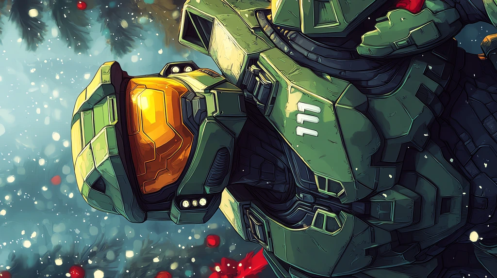 master chief of halo pixel art christmas version one phone wallpaper 4k