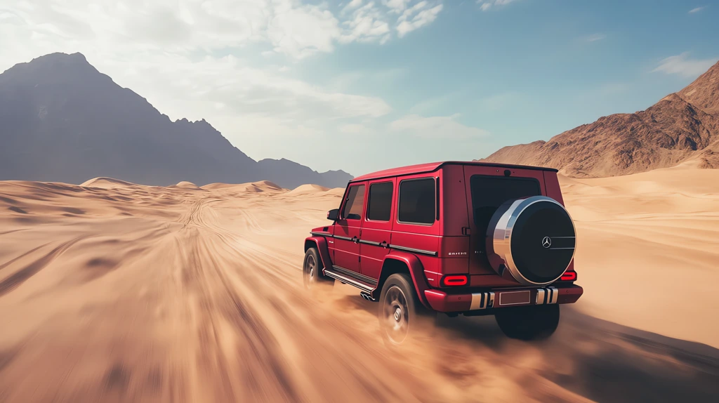 mercedes-benz g63 off-road driving showing the back of the car dessert sand dunes desktop wallpaper 4k