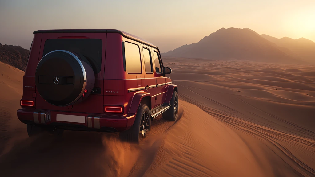 mercedes-benz g63 red solo off-road driving showing the back of the car dessert sand dunes desktop wallpaper 4k