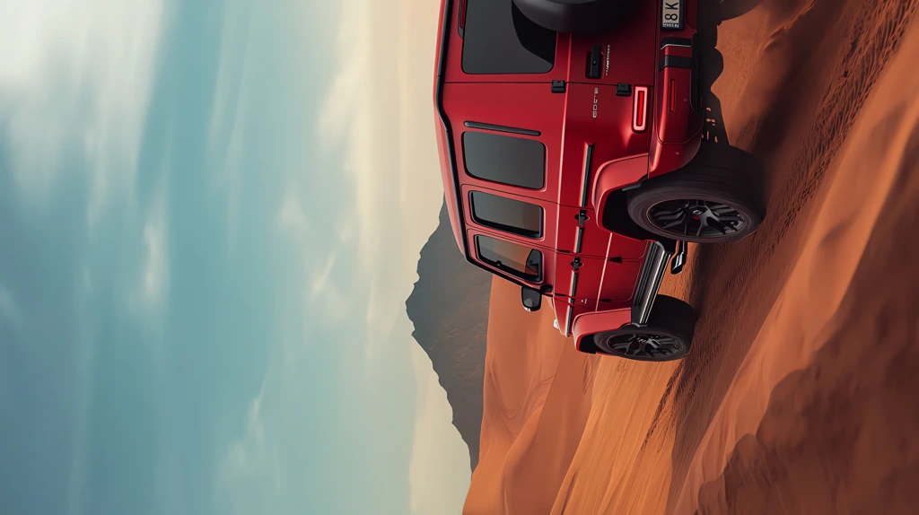 mercedes-benz g63 red solo off-road driving showing the back of the car phone wallpaper 4k