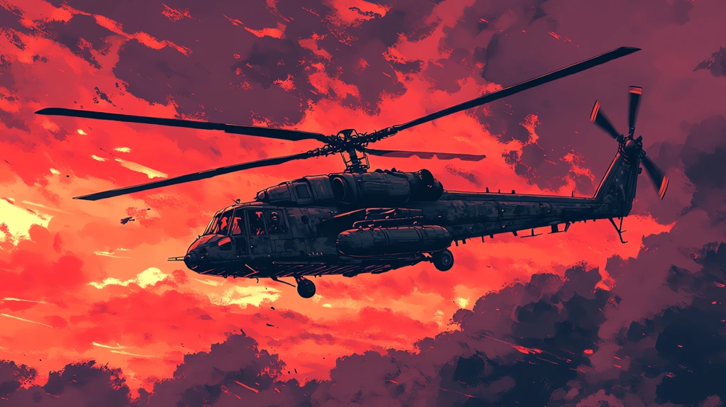 military helicopter in red sky version one desktop wallpaper 4k