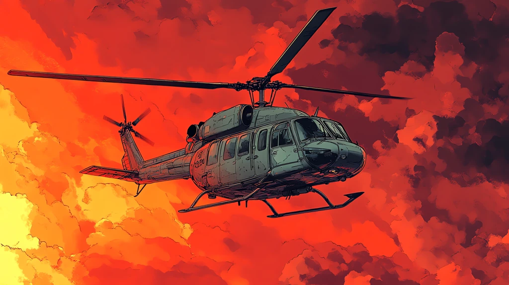 military helicopter in red sky version two desktop wallpaper 4k