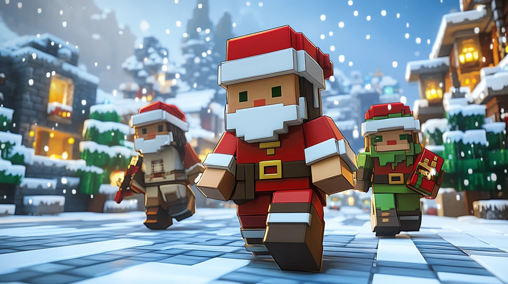 minecraft heroes celebrate holidays version three desktop wallpaper 4k