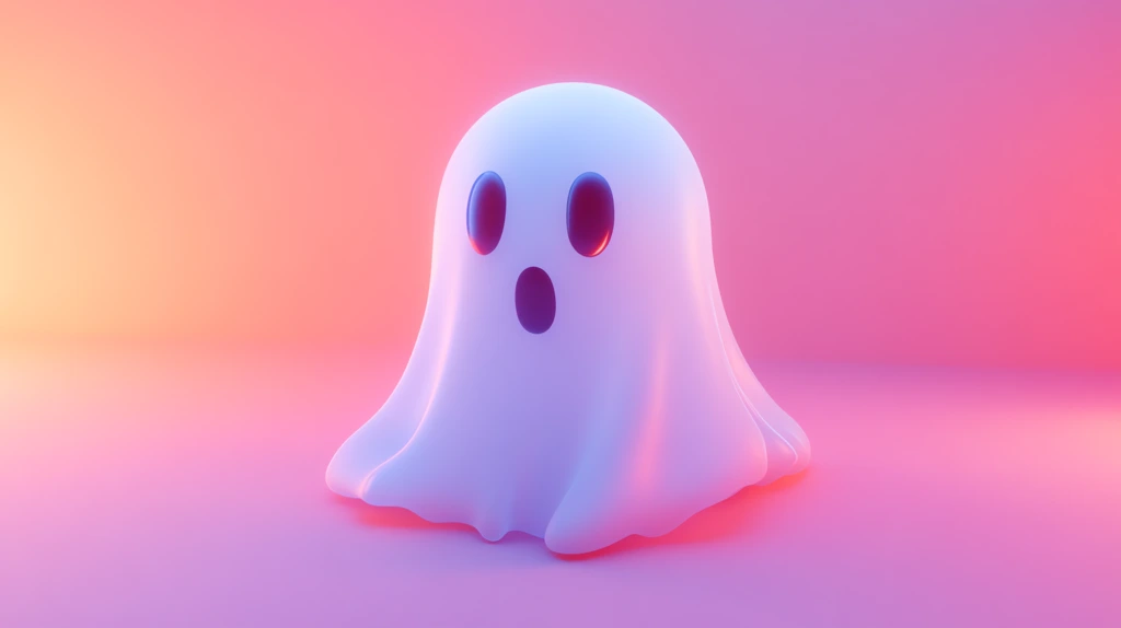 minimalist cartoon ghost icon in the style of an emoji on a 3d render octane render desktop wallpaper 4k