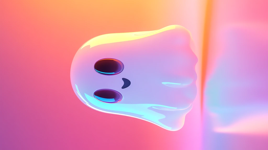 minimalist cartoon ghost icon in the style of an emoji on a color phone wallpaper 4k